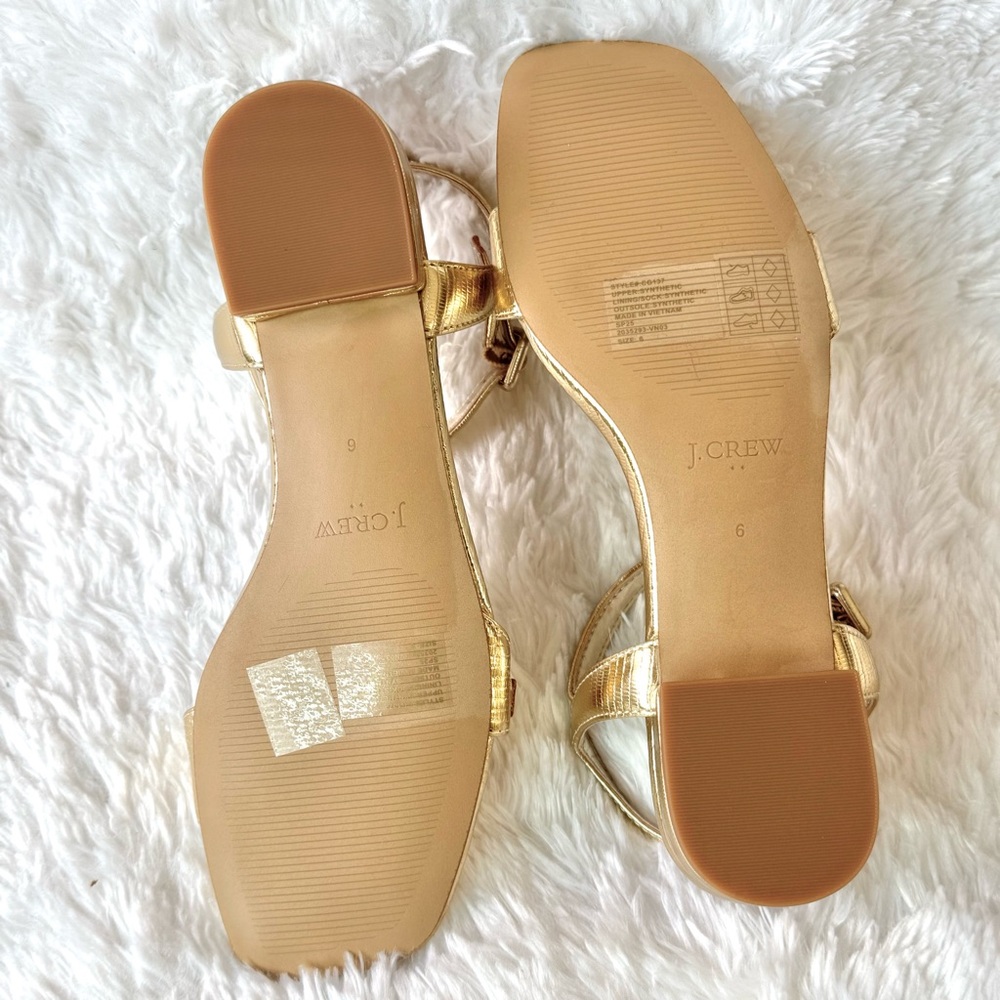 NIB J Crew Lizard Embossed Ankle Strap Sandals Gold 6 - Picture 12 of 14